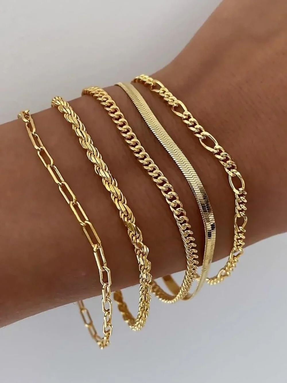 Gold Plated Waterproof Bracelets for Women - Minimalist Stackable Jewelry Set